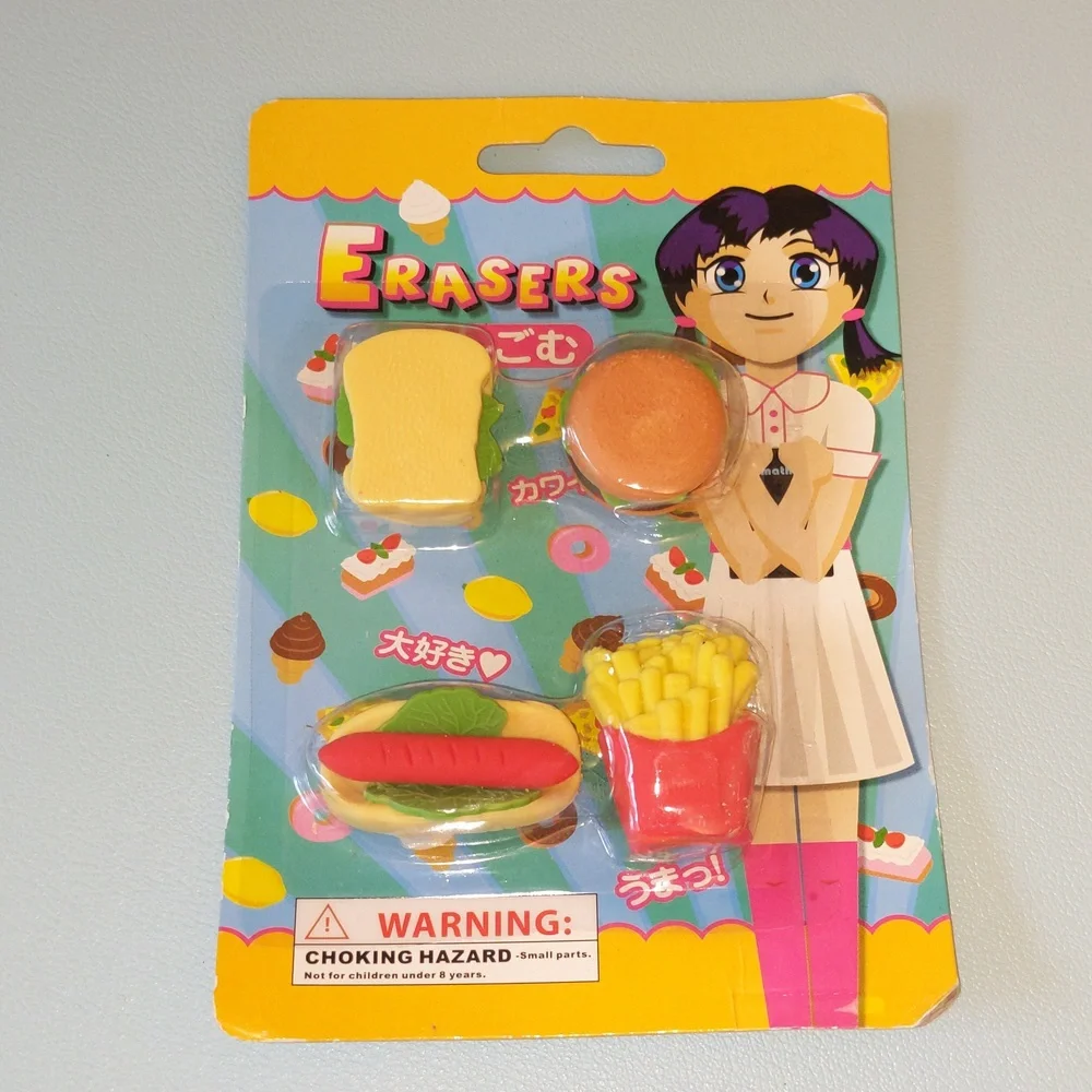 Japanese Fast Food Eraser Set Made in Hong Kong New In Package 2009